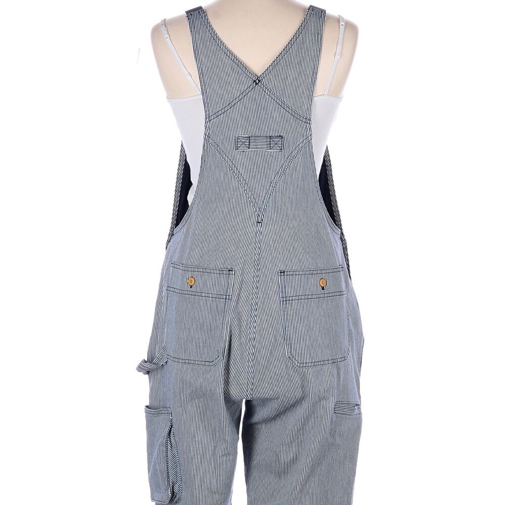 Duluth Trading Co Overalls Women L Blue Hickory Stripe Utility Bib Railroad New - Picture 7 of 11